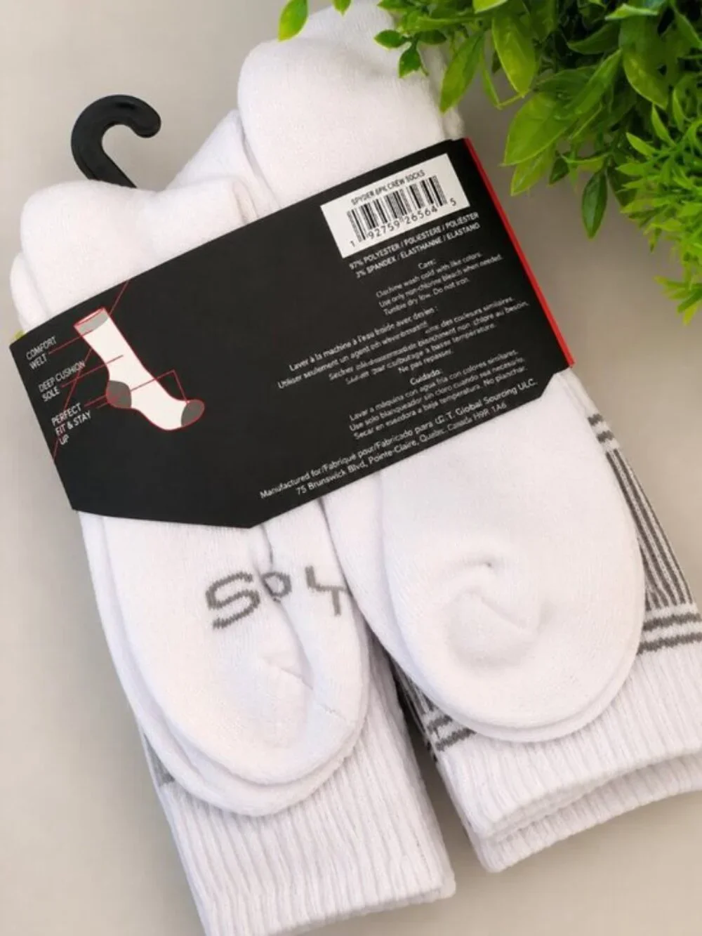 Spyder Men's Crew Socks 6 Pack Multicolor Cushioned Shoe Size 6-12 NIP